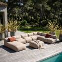 Divano modulare da esterno 7 posti con 5 poltrone, 1 poltrona angolare, 1 chaise longue e 1 pouf