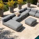 Divano modulare da esterno 7 posti con 5 poltrone, 1 poltrona angolare, 1 chaise longue e 1 pouf