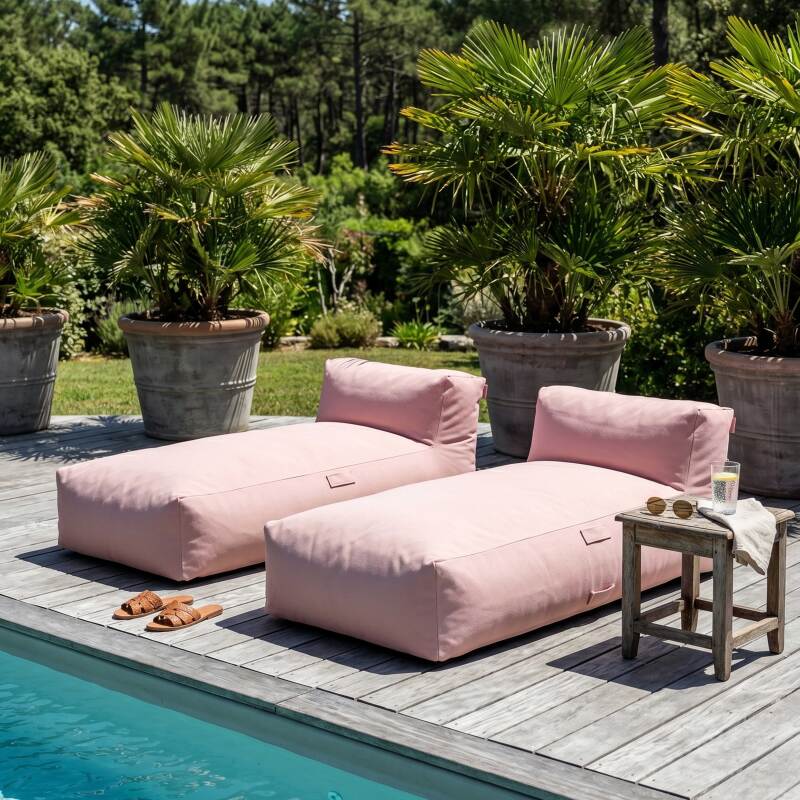 Divano modulare da esterno con 2 posti con 2 chaise longue