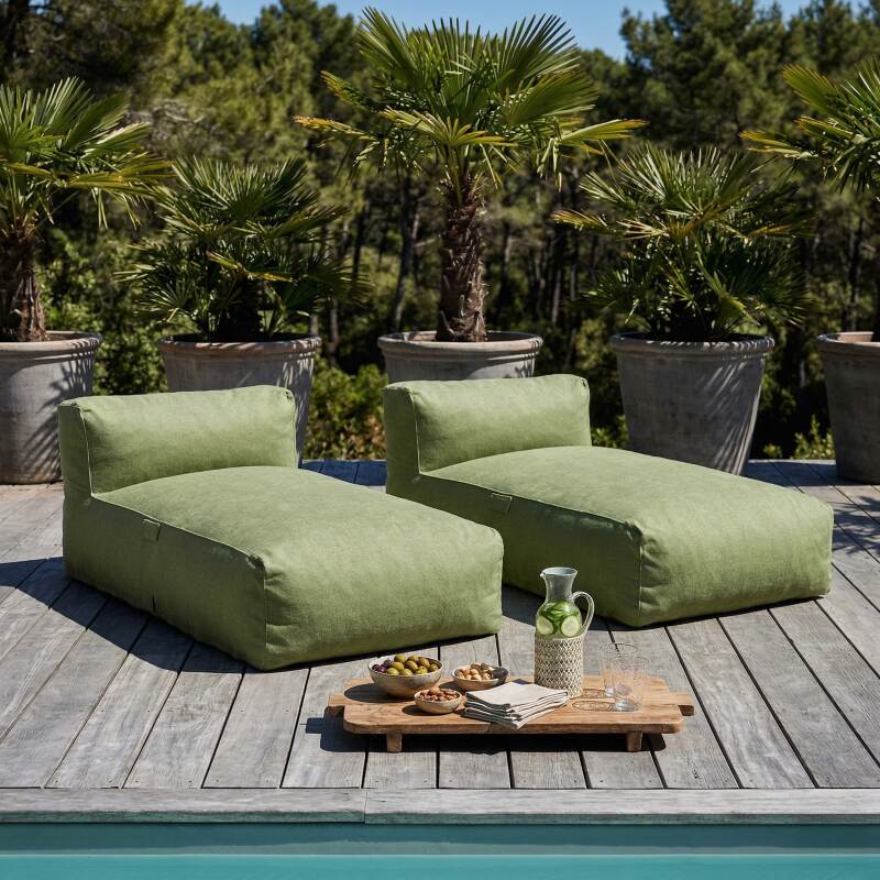Divano modulare da esterno con 2 posti con 2 chaise longue