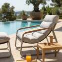 Poltrona relax da giardino in metallo e textilene con poggiapiedi