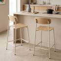 Sedie alta in legno e metallo - Set di 2