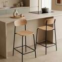 Sedie alta in legno e metallo - Set di 2