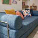 Divano letto 2 posti in tessuto con cuscini modulari