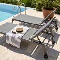 Sdraio da giardino in alluminio e textilene reclinabili in 5 posizioni con ruote - Set di 2