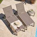 Sdraio da giardino in alluminio e textilene reclinabili in 5 posizioni con ruote - Set di 2