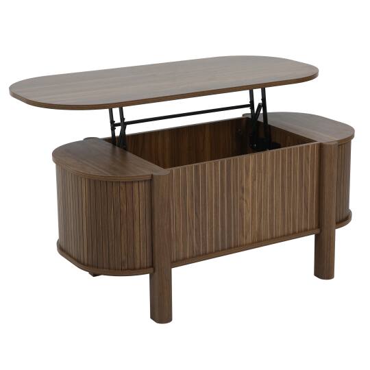 Tavolino da salotto alzabile effetto legno ovale 100x48 cm | Oviala