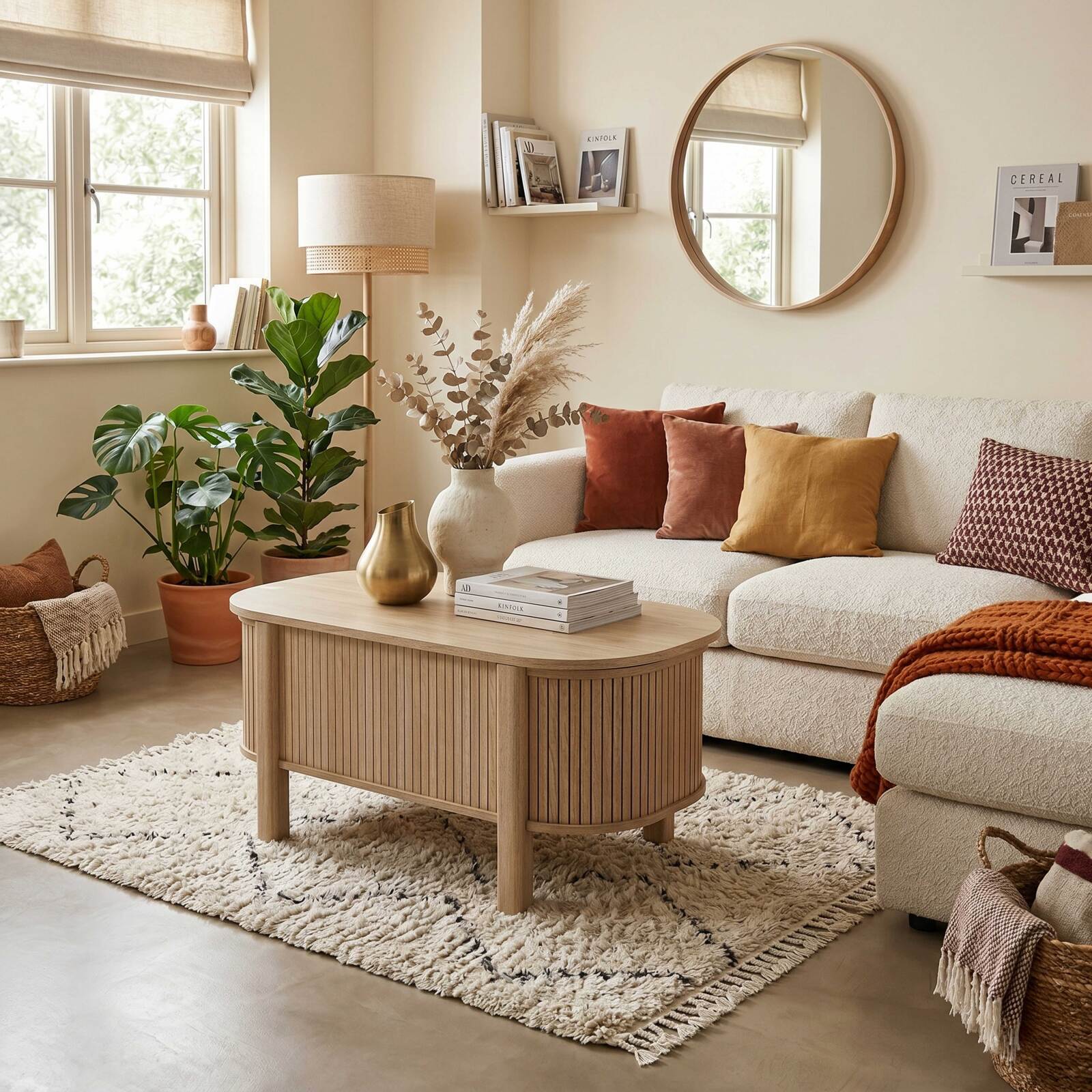 Tavolino da salotto alzabile effetto legno ovale 100x48 cm