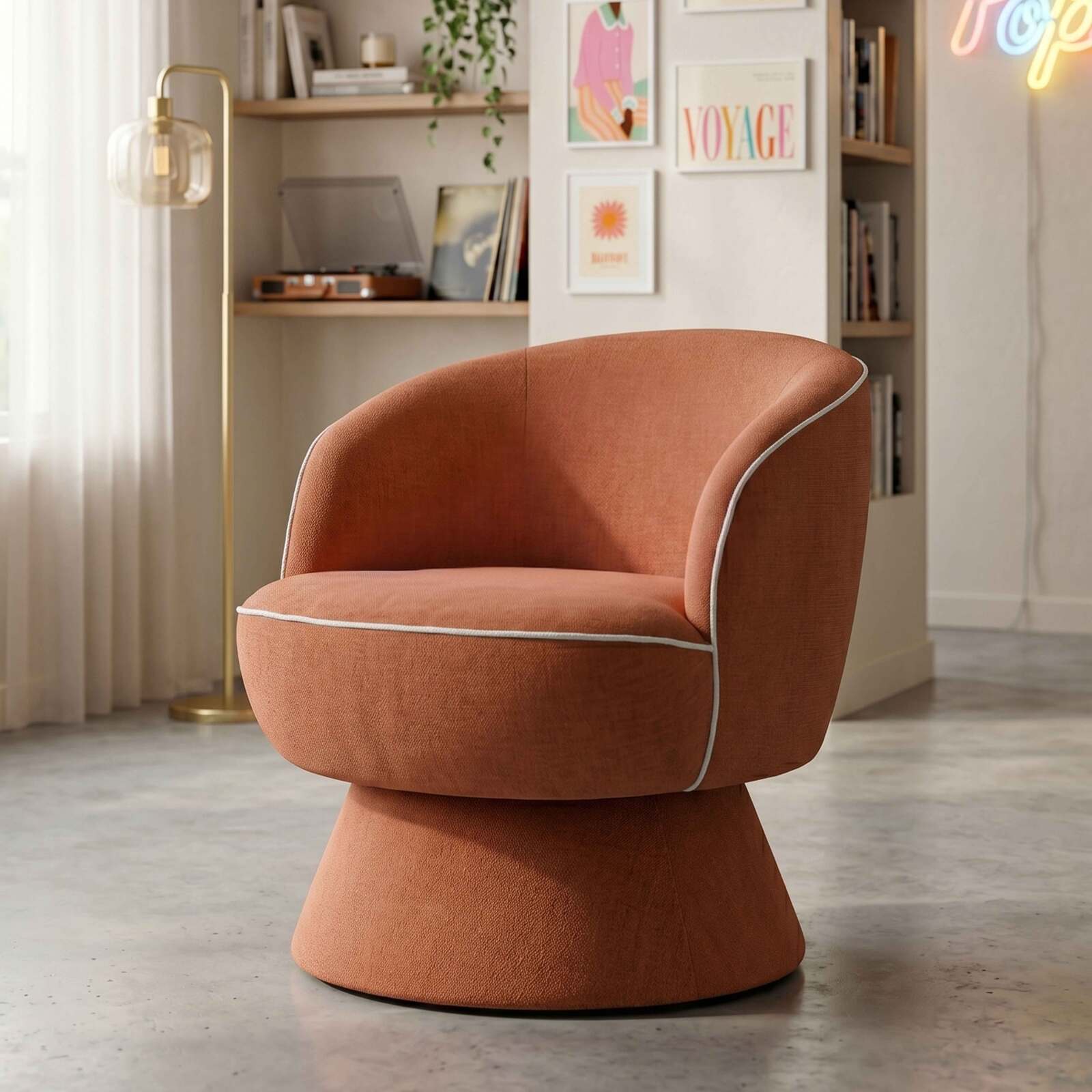 Poltrona girevole in tessuto