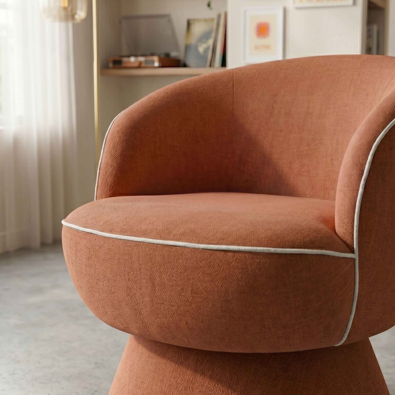 Poltrona girevole in tessuto