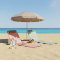 Set di 2 lettini da mare pieghevoli a righe, giallo e rosso