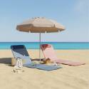 Set di 2 lettini da mare pieghevoli a righe, blu e rosso