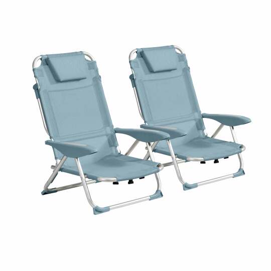 Set di 2 sdraio da mare pieghevoli, reclinabili in 4 posizioni | Oviala