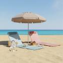 Set di 2 lettini da mare pieghevoli, a righe rosso e grigio