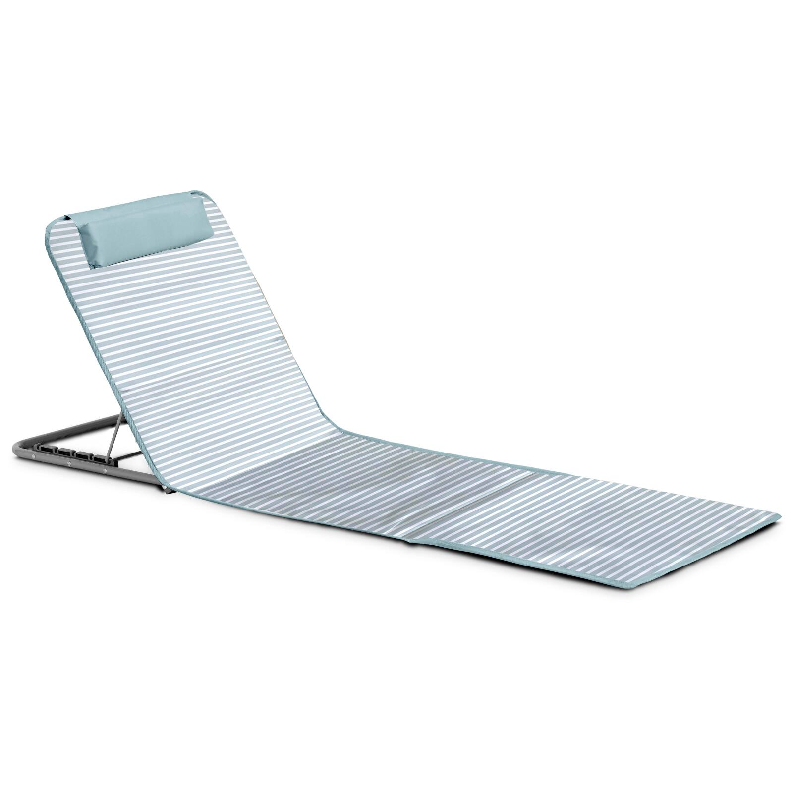 Set di 2 lettini da mare pieghevoli, a righe rosso e grigio