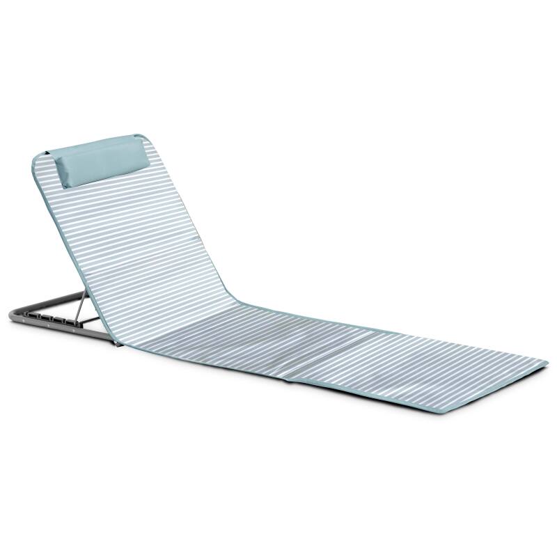 Set di 2 lettini da mare pieghevoli, a righe giallo e grigio (3/7)