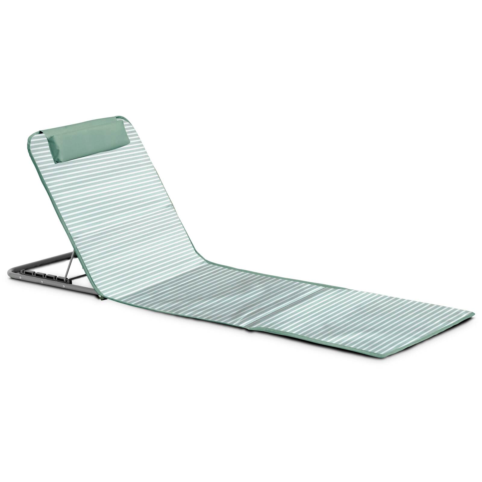 Set di 2 lettini da mare pieghevoli, a righe giallo e grigio