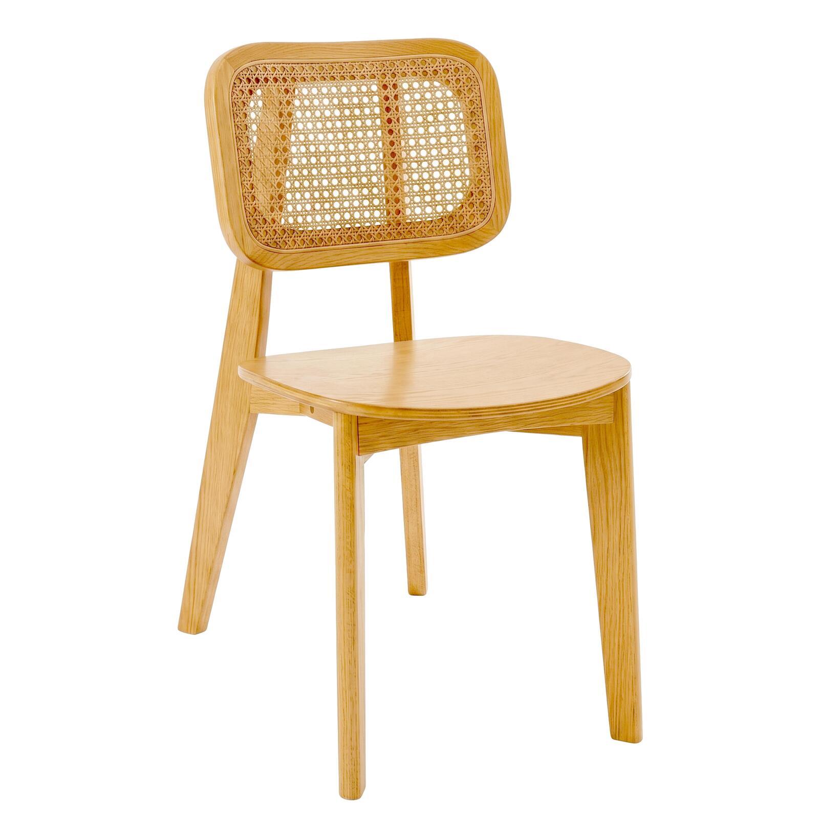 Sedie in legno di olmo e rattan naturale con schienale in stile intreccio - Set di 2