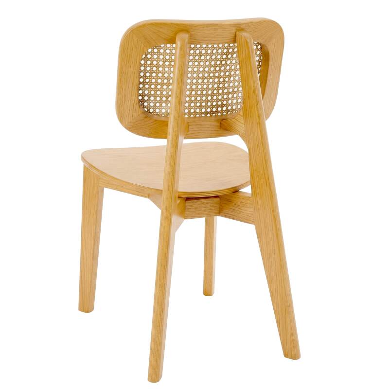 Sedie in legno di olmo e rattan naturale con schienale in stile intreccio - Set di 2