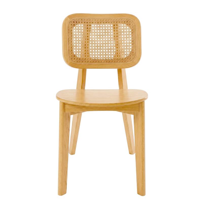 Sedie in legno di olmo e rattan naturale con schienale in stile intreccio - Set di 2 (2/7)