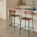 Sedie alta in legno e metallo - Set di 2