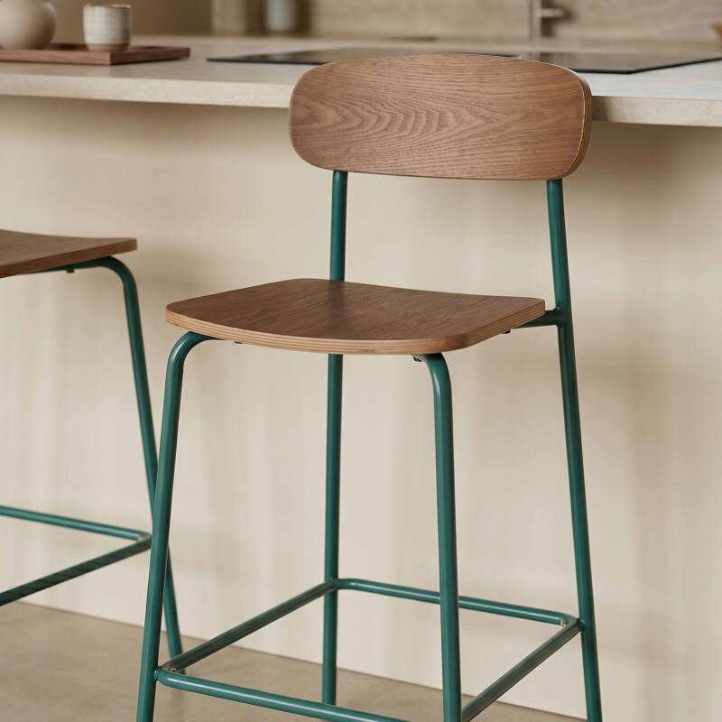 Sedie alta in legno e metallo - Set di 2 (3/8)
