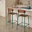 Sedie alta in legno e metallo - Set di 2