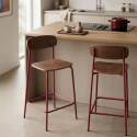 Sedie alta in legno e metallo - Set di 2