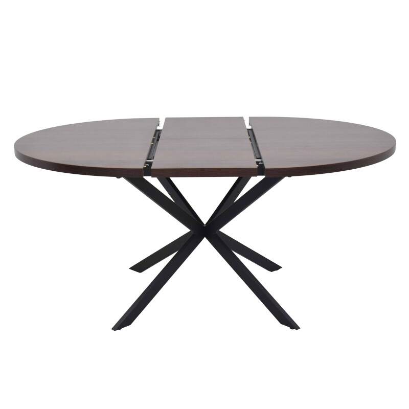 Tavolo da pranzo allungabile rotondo in metallo e effetto legno 6 a 8 persone (5/7)