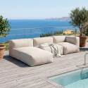 Divano modulare da esterno 3 posti con 1 poltrona, 1 poltrona angolare e 1 chaise longue