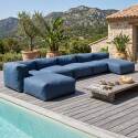 Divano modulare da esterno 5 posti con 3 poltrone, 1 poltrona angolare, 1 chaise longue e 1 pouf