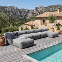 Divano modulare da esterno 5 posti con 3 poltrone, 1 poltrona angolare, 1 chaise longue e 1 pouf