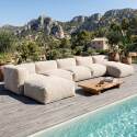 Divano modulare da esterno 5 posti con 3 poltrone, 1 poltrona angolare, 1 chaise longue e 1 pouf
