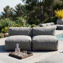 Divano modulare da esterno 7 posti con 5 poltrone e 2 chaise longue