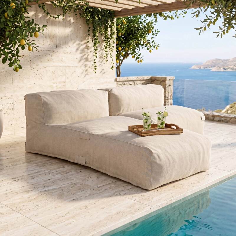 Divano modulare da esterno 2 posti con 1 poltrona e 1 chaise longue - Lifestyle