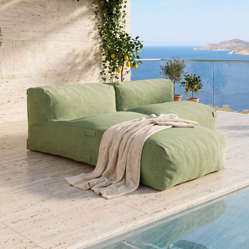 Divano modulare da esterno 2 posti con 1 poltrona e 1 chaise longue - Lifestyle