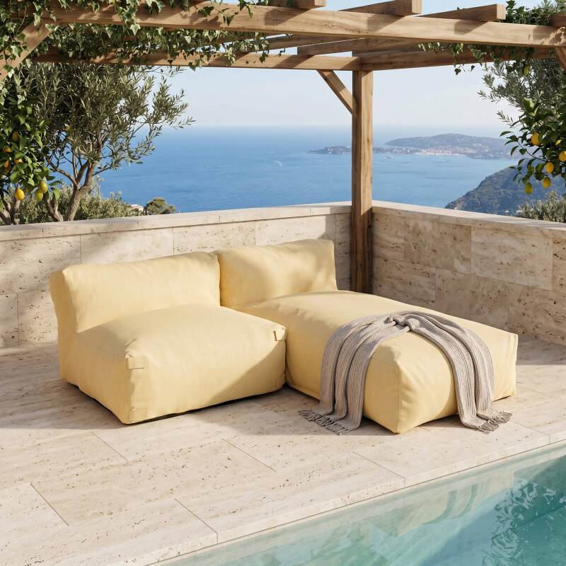 Divano modulare da esterno 2 posti con 1 poltrona e 1 chaise longue - Lifestyle