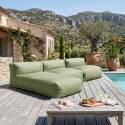 Divano modulare da esterno 3 posti con 2 poltrone e 1 chaise longue