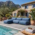 Divano modulare da esterno 3 posti con 2 poltrone e 1 chaise longue
