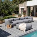 Divano modulare da esterno 4 posti con 2 poltrone, 2 poltrone angolari e 1 pouf
