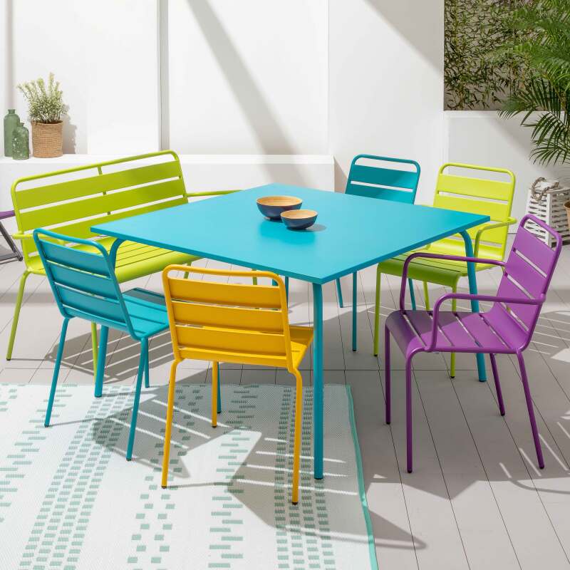 Sedia da giardino con braccioli in metallo