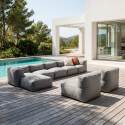 Divano modulare da esterno 7 posti con 5 poltrone, 2 poltrone angolari e 1 pouf