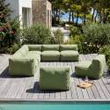 Divano modulare da esterno 7 posti con 5 poltrone, 2 poltrone angolari e 1 pouf