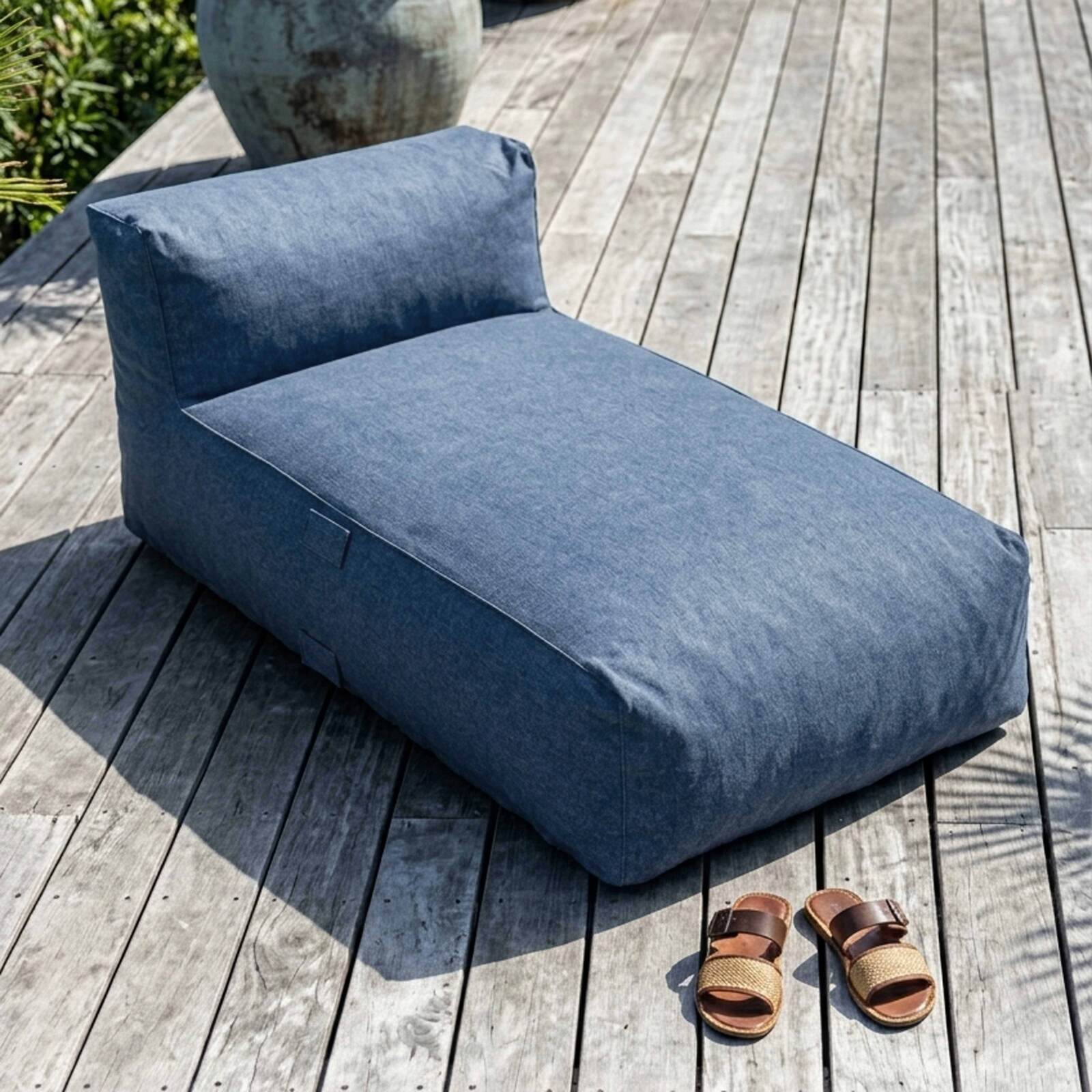 Divano modulare da esterno 7 posti con 5 poltrone, 1 poltrona angolare, 1 chaise longue e 1 pouf