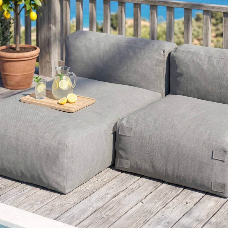 Divano modulare da esterno 2 posti con 1 poltrona e 1 chaise longue (6/7)