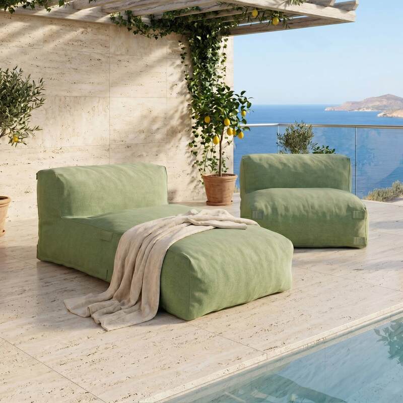 Divano modulare da esterno 2 posti con 1 poltrona e 1 chaise longue (6/7)