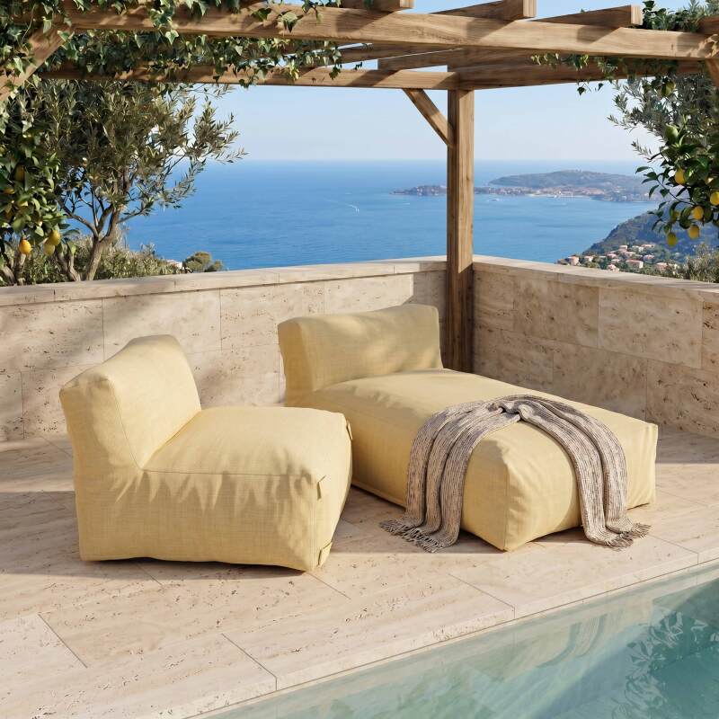 Divano modulare da esterno 2 posti con 1 poltrona e 1 chaise longue (6/7)