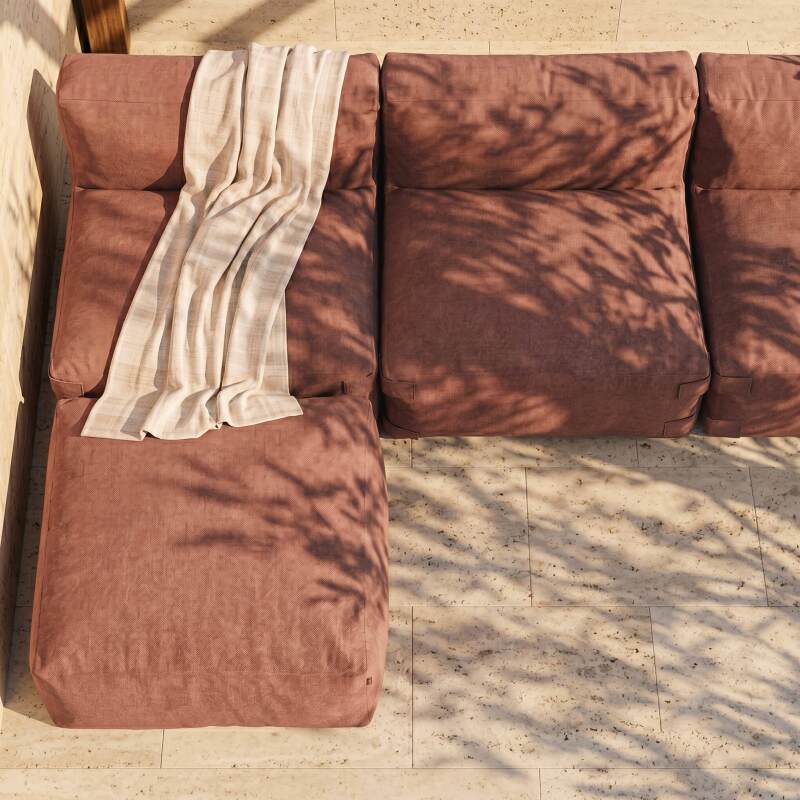 Divano modulare da esterno 3 posti con 3 poltrone e 1 pouf (2/6)