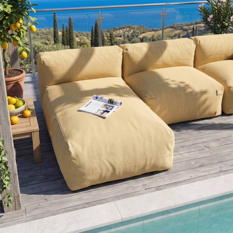 Divano modulare da esterno 3 posti con 1 poltrona, 1 poltrona angolare e 1 chaise longue (2/8)