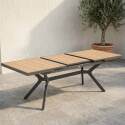 Tavolo da giardino allungabile in alluminio 187/250x90 cm e 10 sedie con braccioli in textilene